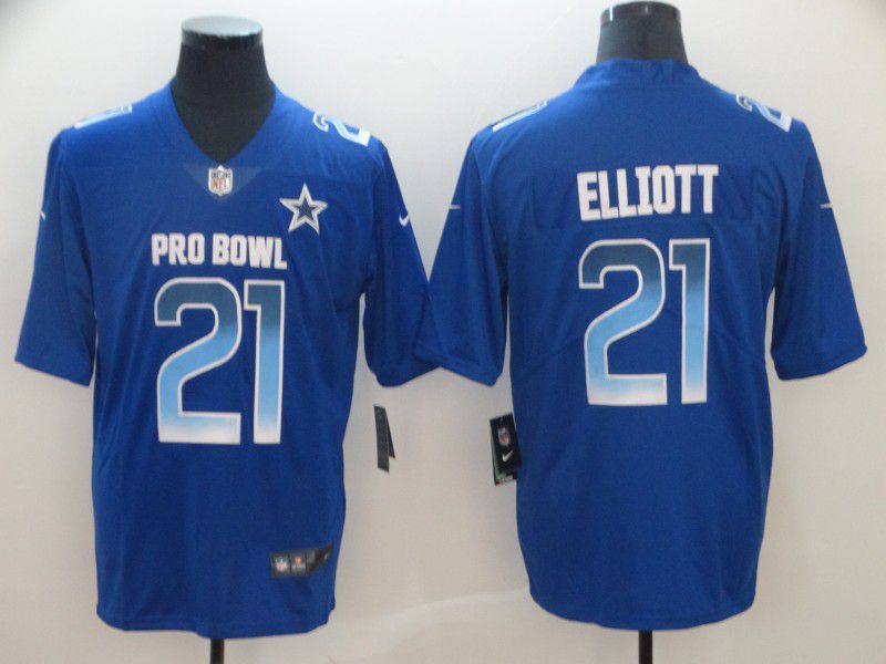 Men Dallas Cowboys #21 Elliott Blue Nike Royal 2019 Pro Bowl Limited Jersey->new york giants->NFL Jersey